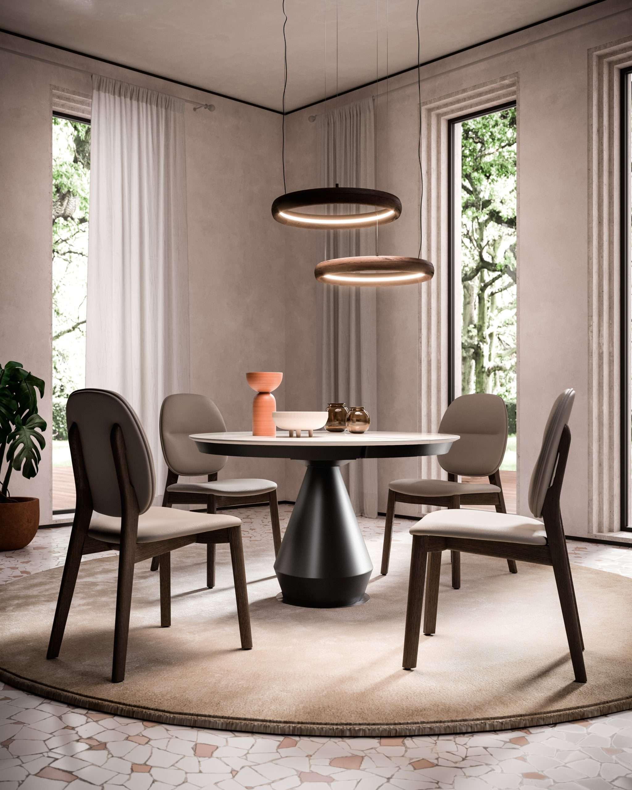 Dark-colored 5-piece table and chair set